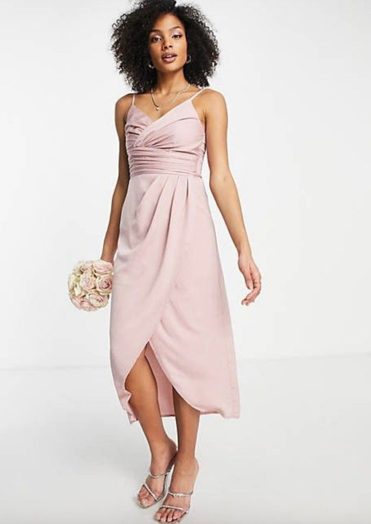 little Mistress morsiusneito satiinikietaisumekko, vaaleanpunainen