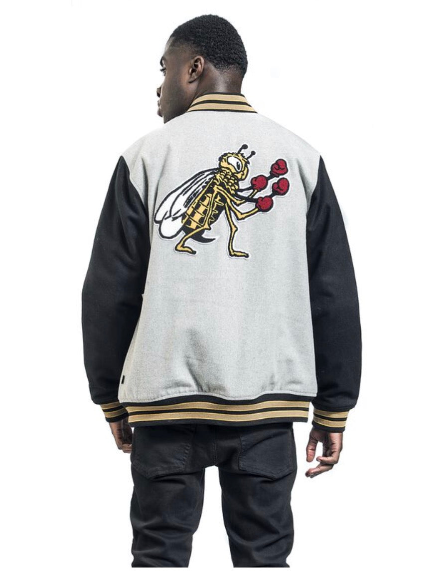 Vans checkerboard varsity jacket with back print