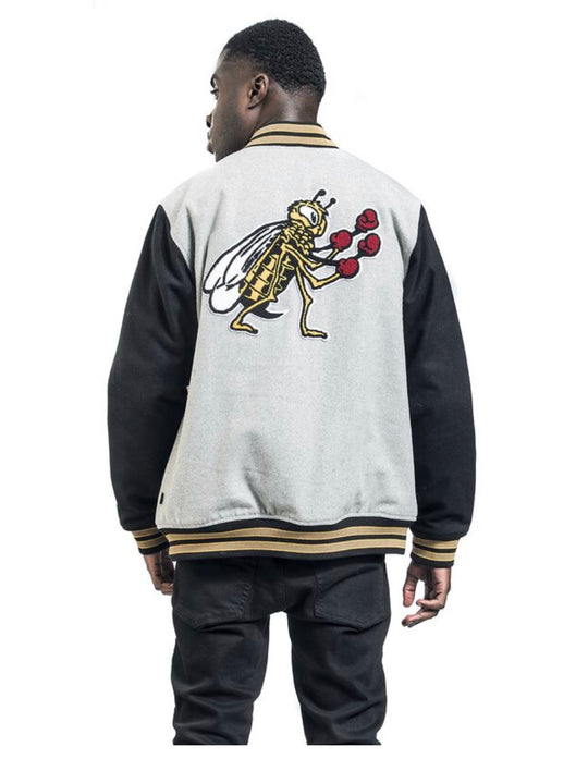 Vans checkerboard varsity jacket with back print