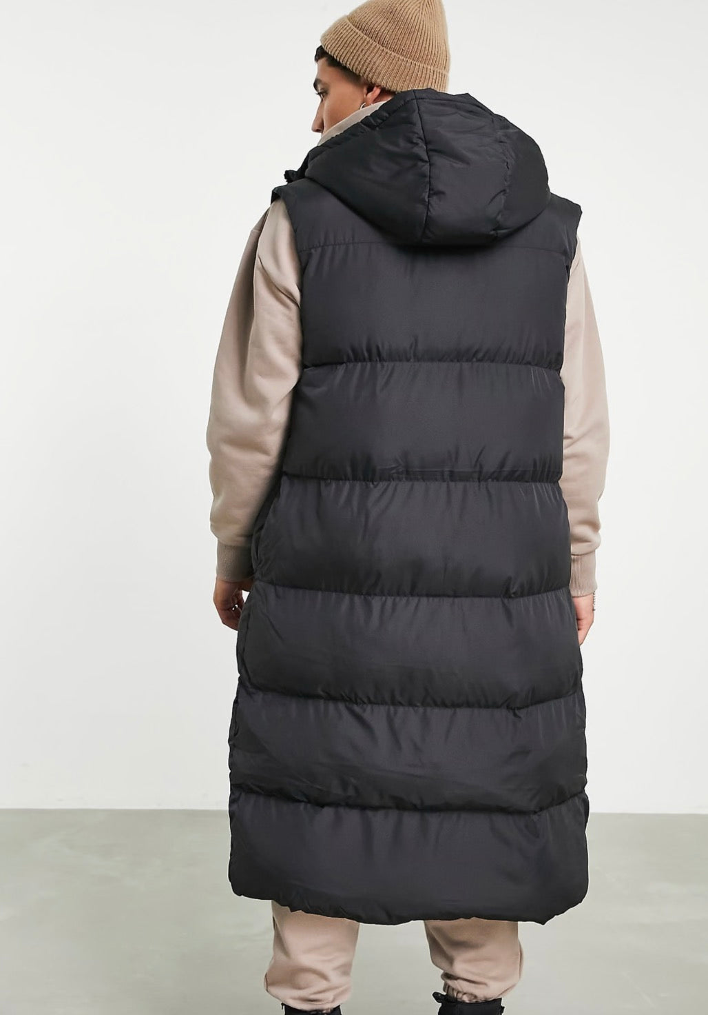ASOS DESIGN puffer longline gilet in black