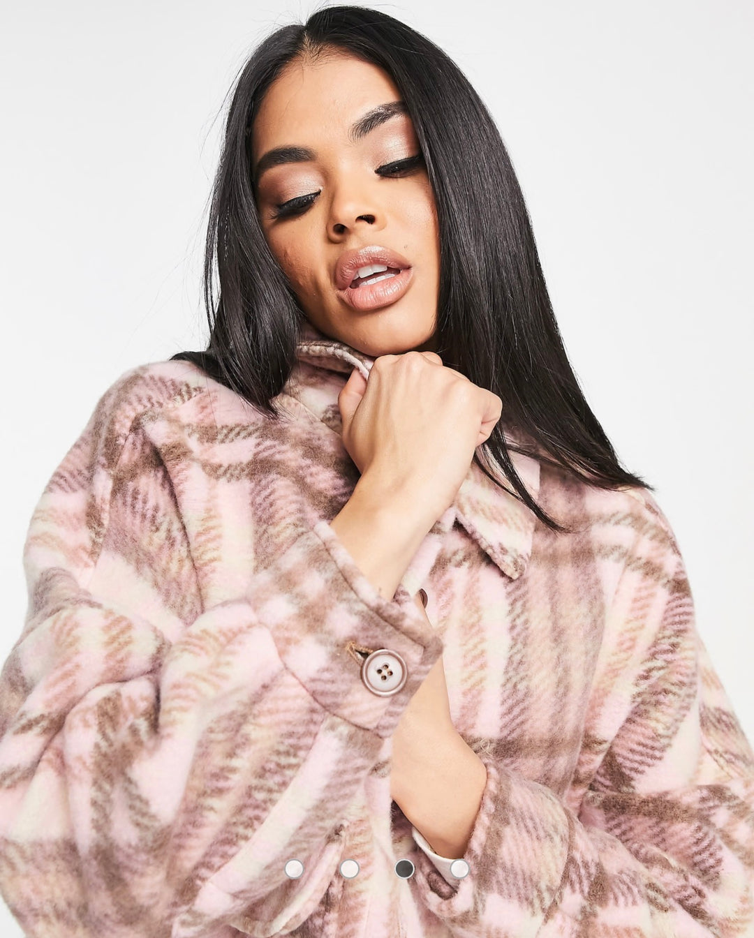 QED London trucker jacket in neutral check