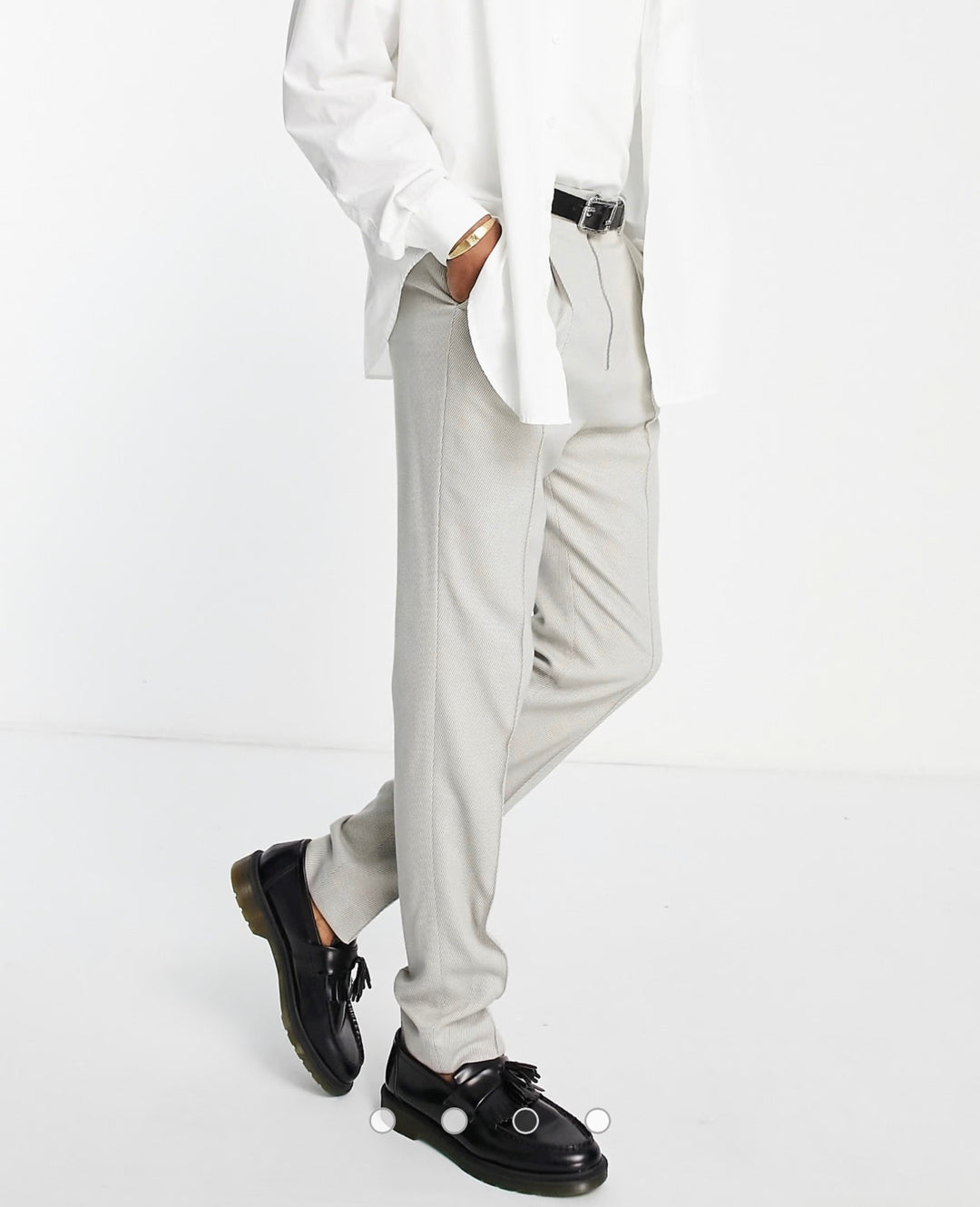 ASOS DESIGN slim twill smart trousers with zip and front pleat in ice grey