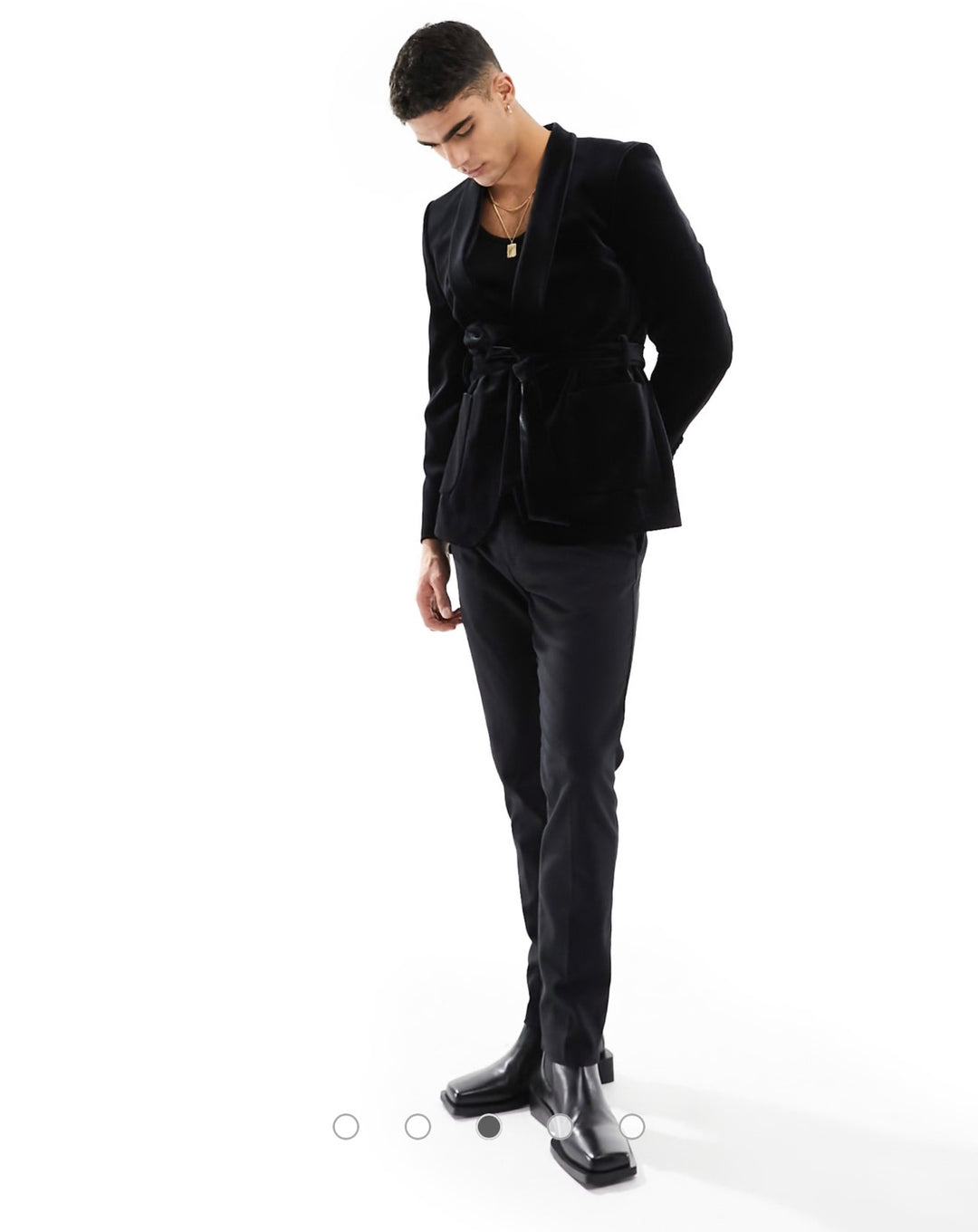 ASOS DESIGN super skinny velvet smoking jacket in black