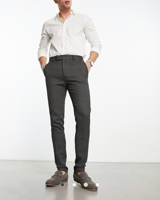 ASOS DESIGN wedding smart skinny trousers with micro texture in grey