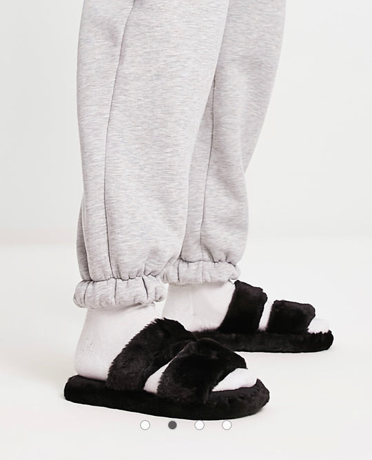 ASOS DESIGN Zion double strap slider slippers in black