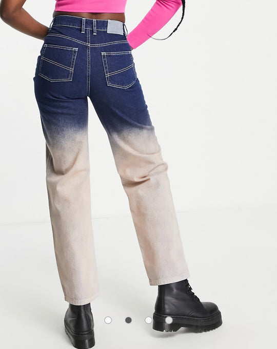 COLLUSION x014 90s baggy dip dye jeans in blue