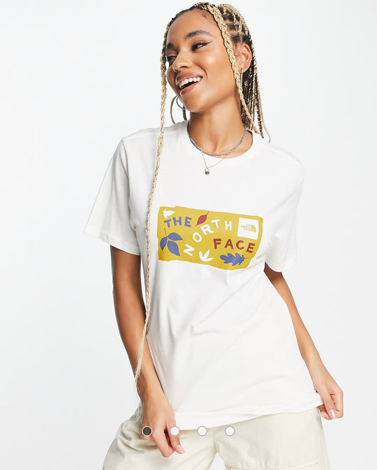 The North Face Leaf Drawing chest print t-shirt in off white