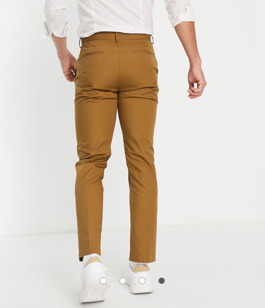 ASOS DESIGN slim smart trouser with zip front hem in brown