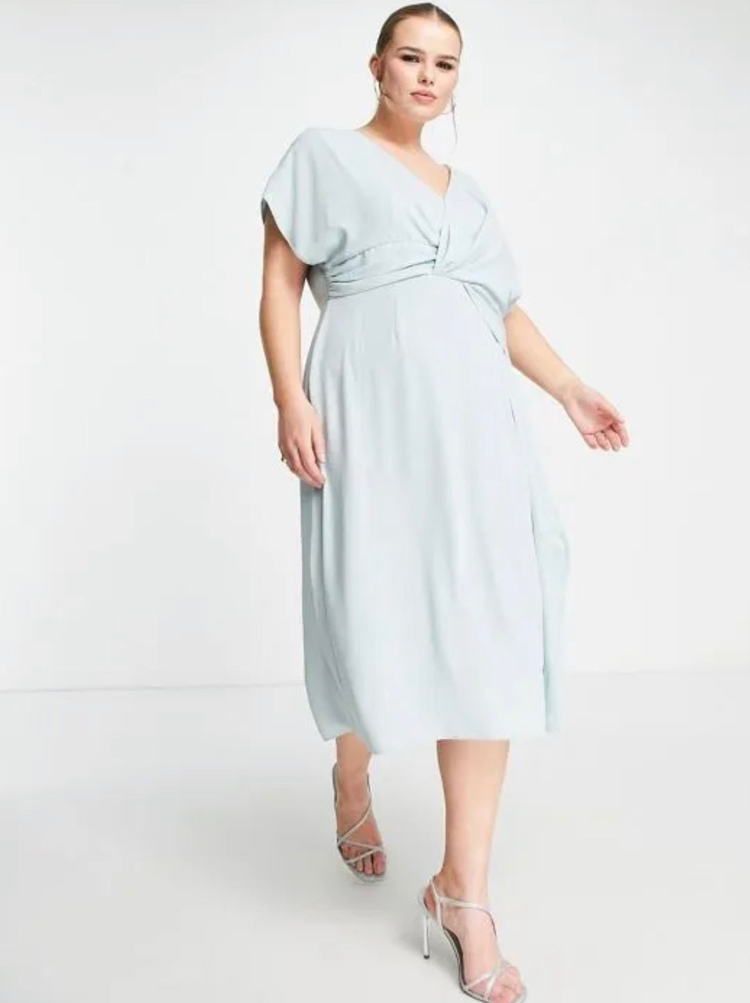 ASOS DESIGN Curve twist and drape front midi dress