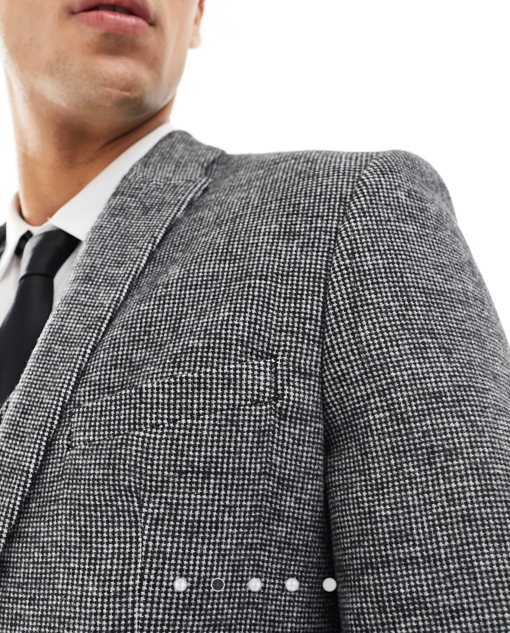 ASOS DESIGN wedding super skinny wool mix suit jacket in monochrome puppytooth