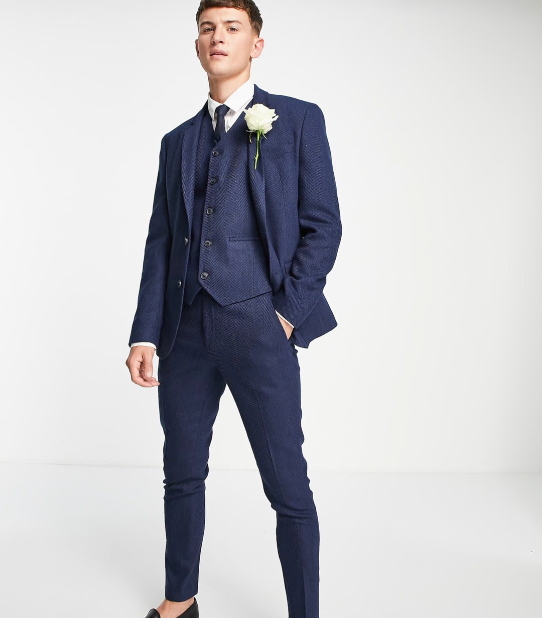 ASOS DESIGN super skinny wool mix suit jacket in navy