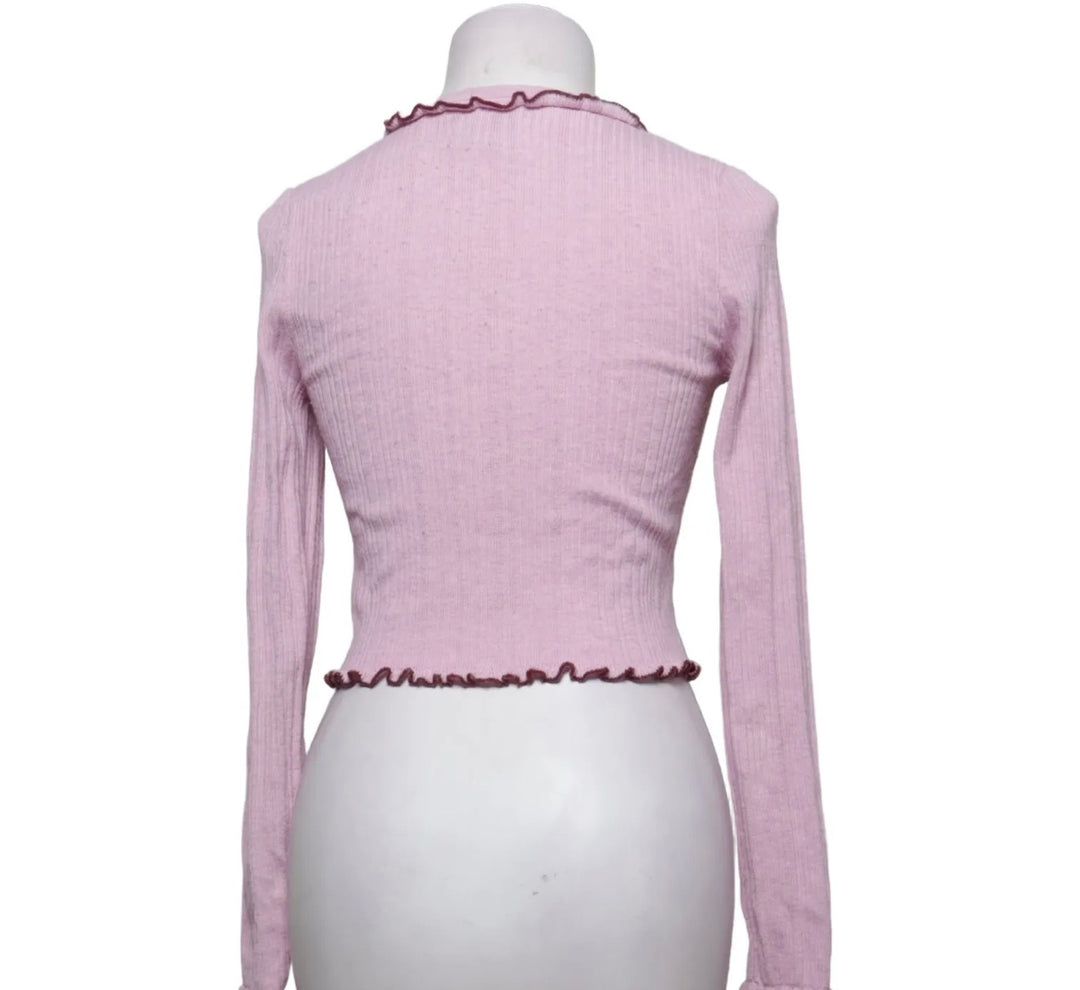 Urban Revivo frill front cardigan in lilac