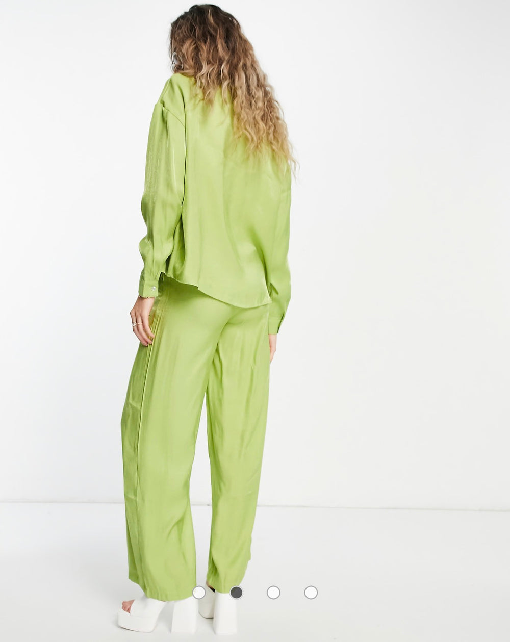 Daisy Street Plus wide leg trousers in green shimmer