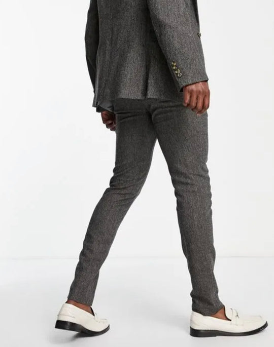 ASOS DESIGN skinny suit trousers in grey nep texture