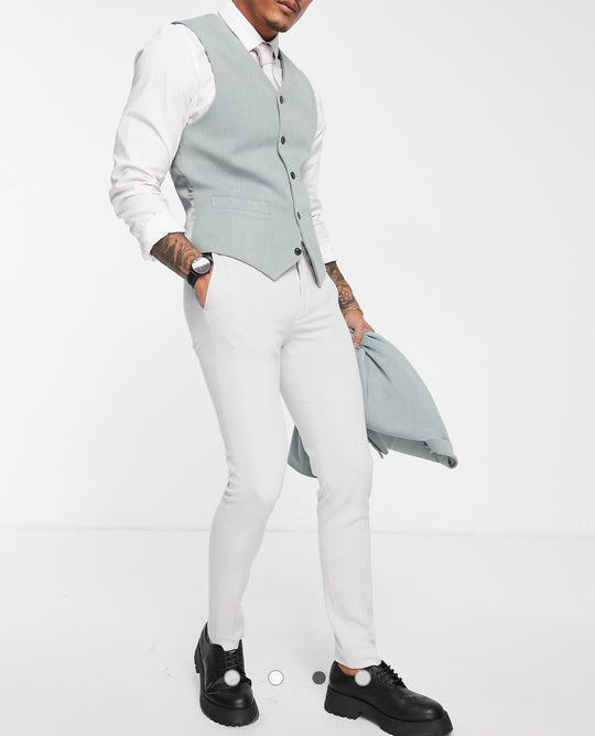 ASOS DESIGN wedding green super skinny cotton in ice grey