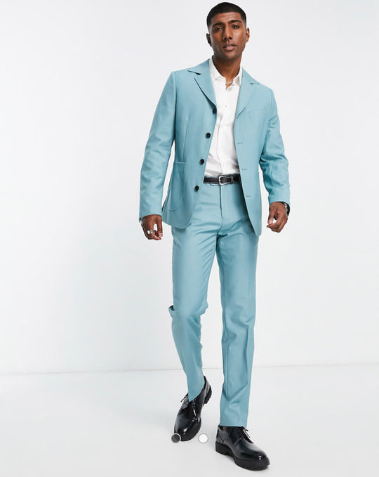 Gianni Feraud single straight breasted jacket in blue turquoise