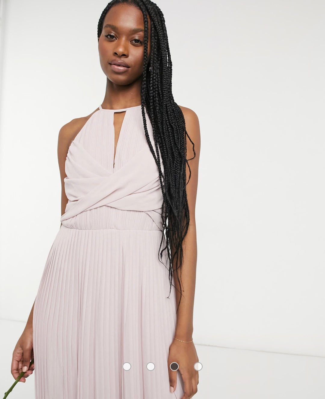 TFNC bridesmaid pleated wrap detail maxi dress in mind