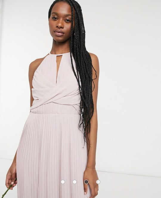 TFNC bridesmaid pleated wrap detail maxi dress in mind