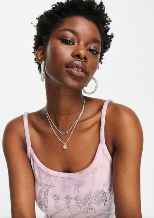 Juicy Couture Rae velour sleeveless mini dress in pink bleach tie dye