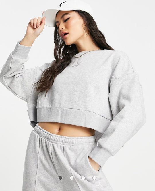 Puma boxy cropped sweatshirt in grey