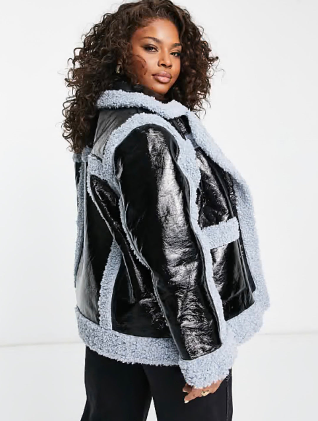 Urban Bliss Plus bonded faux leather coat in black