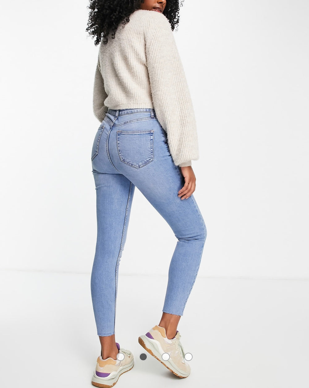 Miss Selfridge Emily high waist ankle grazer skinny jean in midwash blue