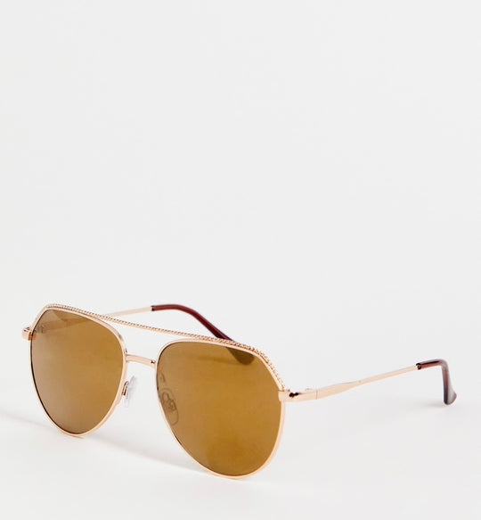 AJ Morgan Dorado metal aviator sunglasses in golden brown