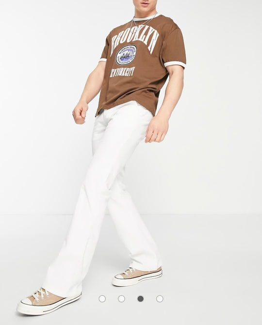 ASOS DESIGN cord flare trousers in white