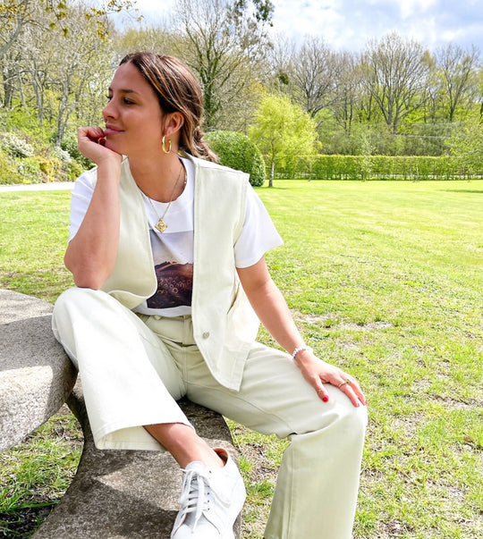 Labelrail x Collyer Twins high waist straight leg jeans in unbleached denim co-ord