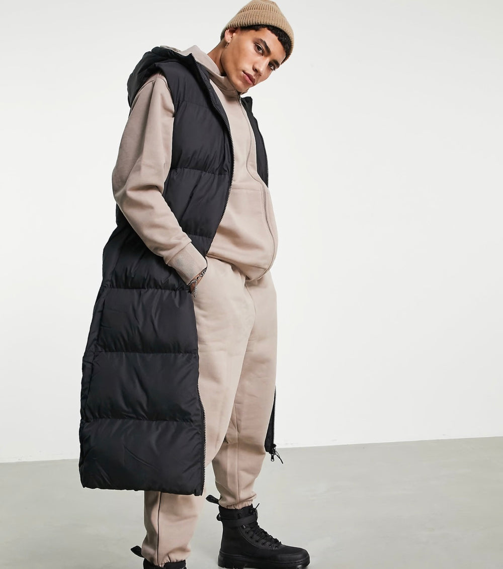 ASOS DESIGN puffer longline gilet in black