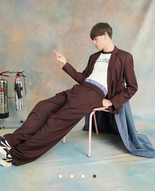 COLLUSION Unisex asymetric belted blazer co-ord in brown