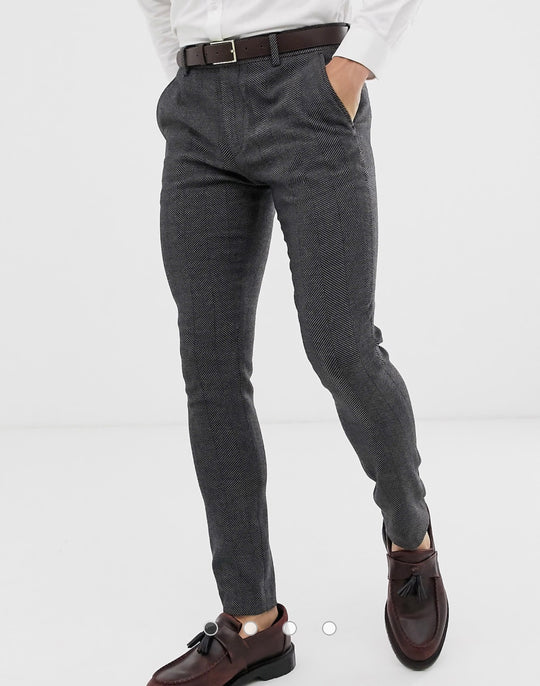 ASOS DESIGN wedding super skinny suit trousers in charcoal