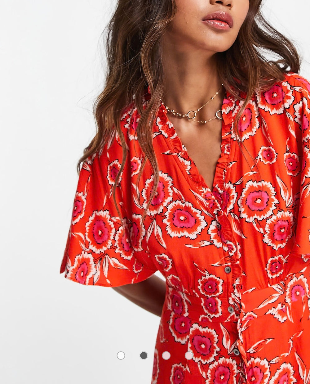 Whistles Ella floral midi dress in red tea dress in red/multi