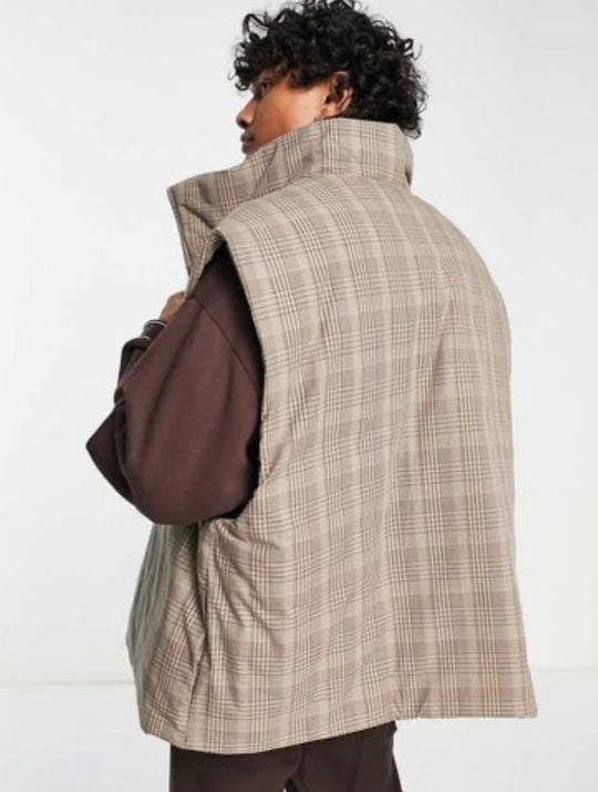 ASOS DESIGN check gilet in brown
