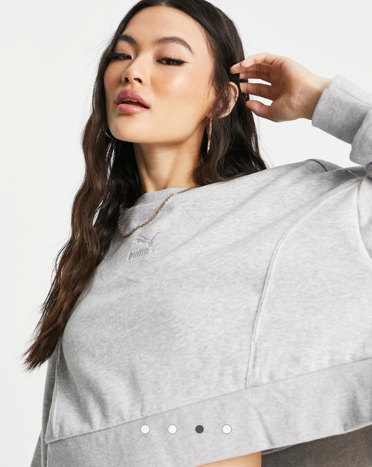 Puma boxy cropped sweatshirt in grey