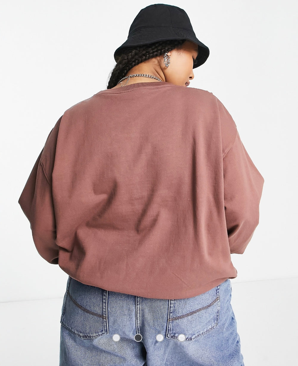 Daisy Street boxy fit washed brown sweatshirt with eagle graphic