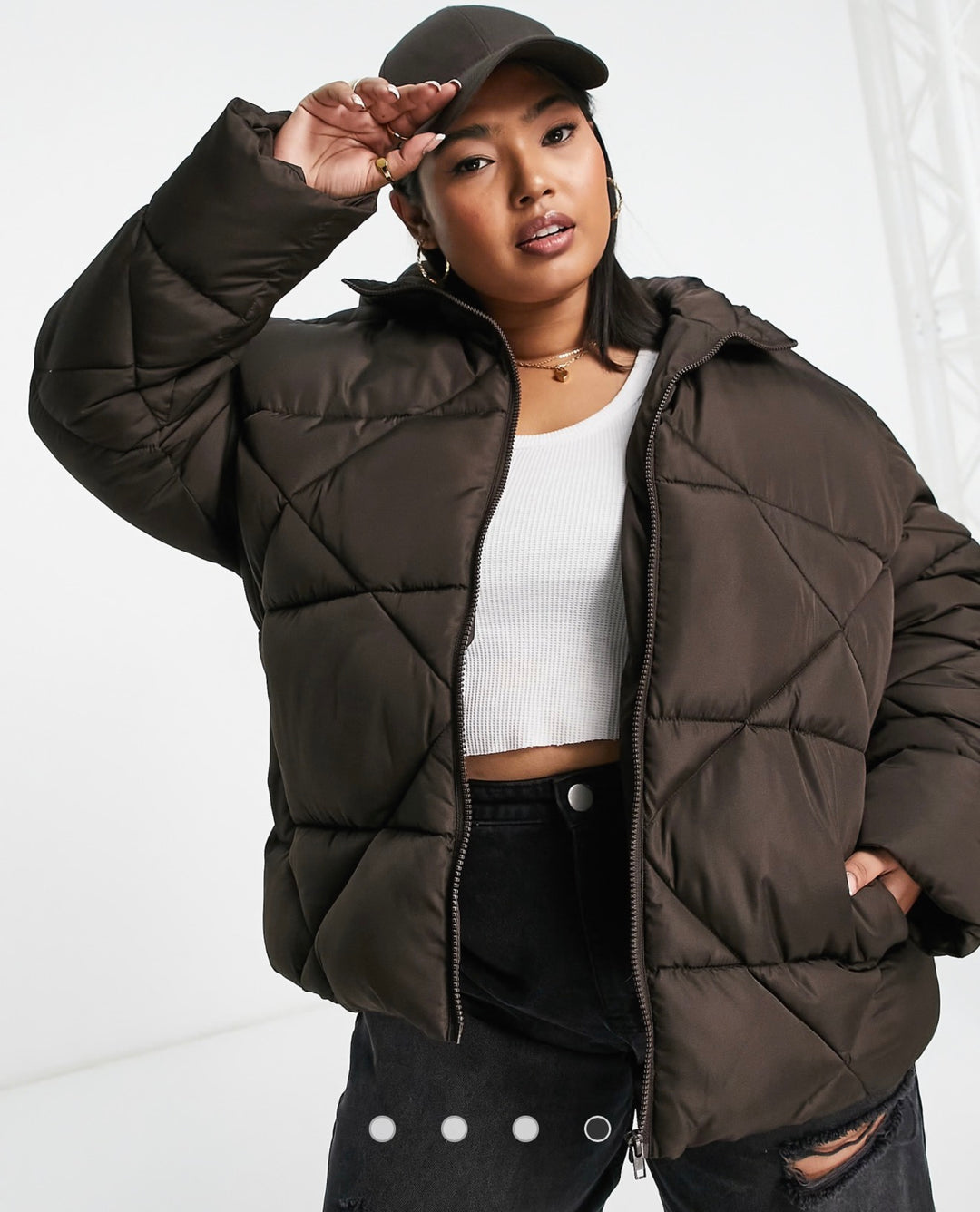 ASOS DESIGN Curve quilted puffer jacket in chocolate