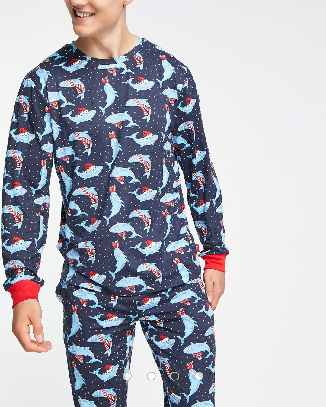 Chelsea Peers Christmas pyjama set in navy whale print