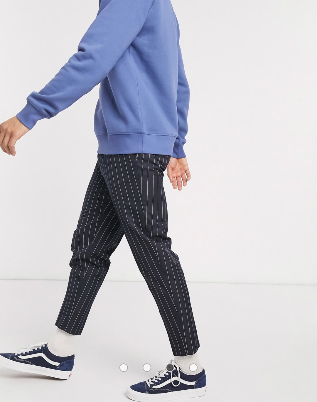ASOS DESIGN smart tapered pinstripe trousers in navy