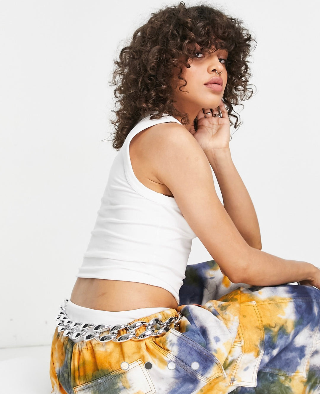 Weekday Bestie cropped tank top with mesmerise logo in white