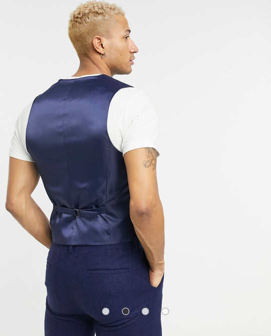 ASOS DESIGN wedding super skinny wool mix suit in navy