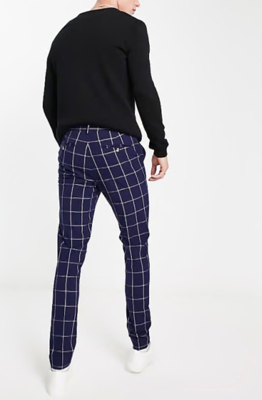 ASOS DESIGN super skinny smart trousers with window check in Navy