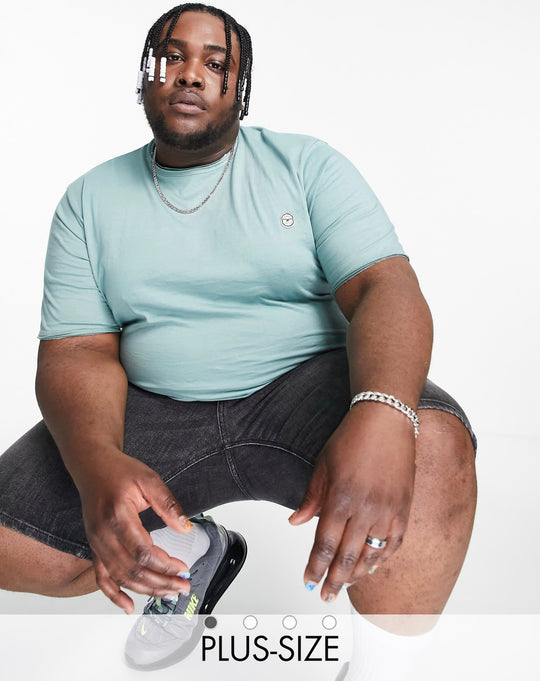 Le Breve Plus longline raw edge t-shirt in dark mint