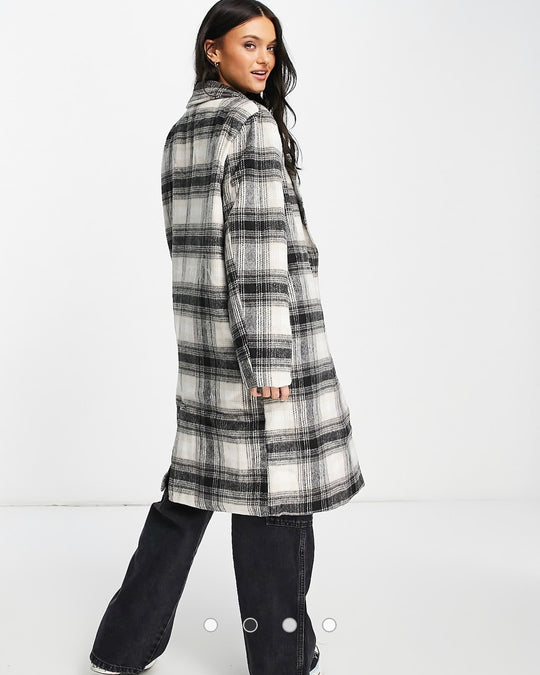 Wednesday's Girl tailored coat in monochrome check