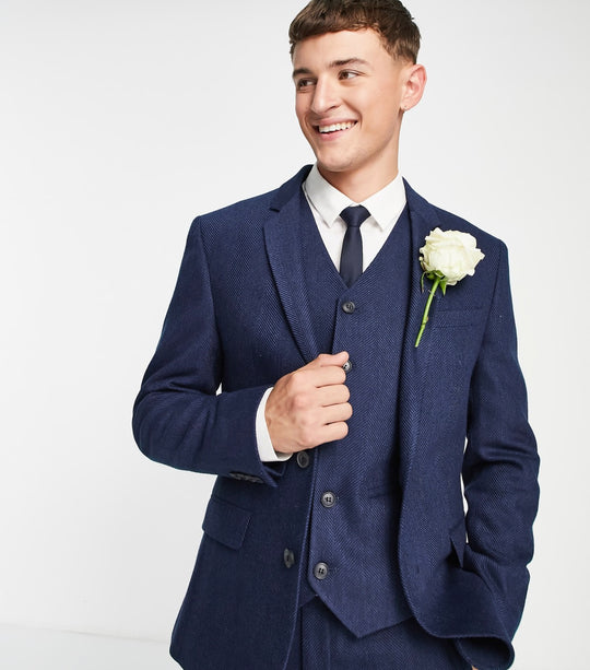 ASOS DESIGN super skinny wool mix suit jacket in navy