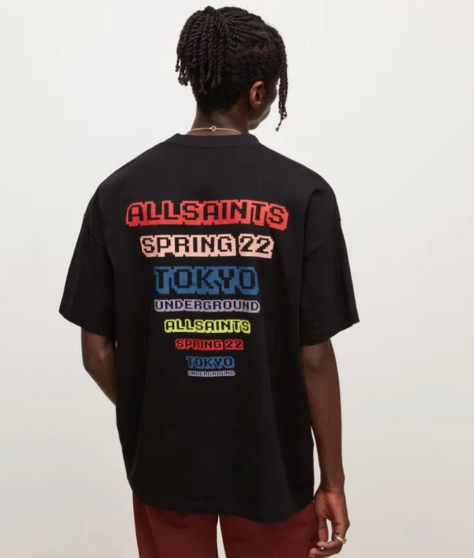 Allsaints raider logo t-shirt in black