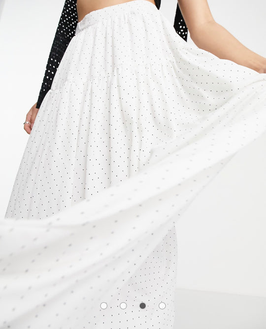 Sister Jane tiered maxi skirt in spot print