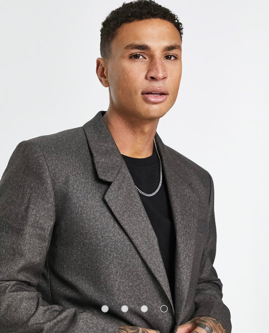 ASOS DESIGN power shoulder suit jacket in gray
