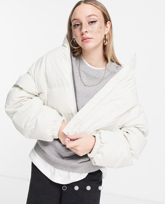 Weekday Promis padded jacket in cream