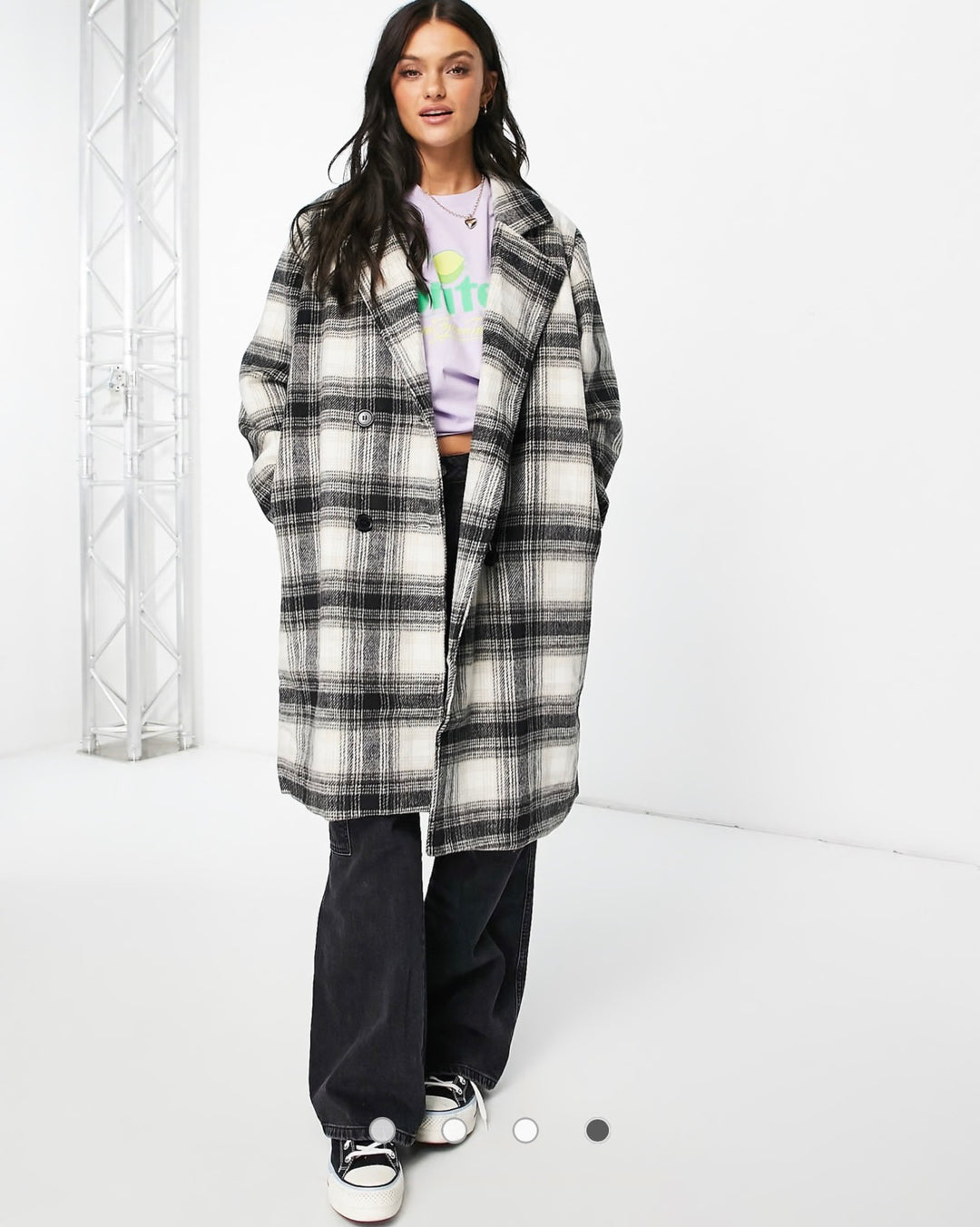 Wednesday's Girl tailored coat in monochrome check